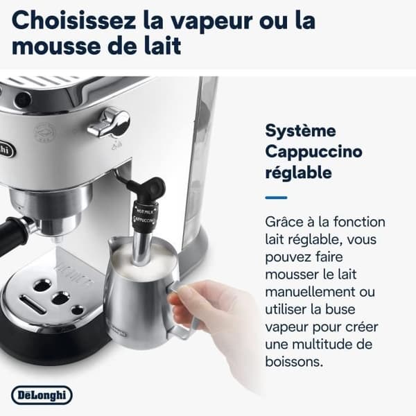 Manuell espressomaskin - De'Longhi - Dedica stil - EC685.W - Vit Vit