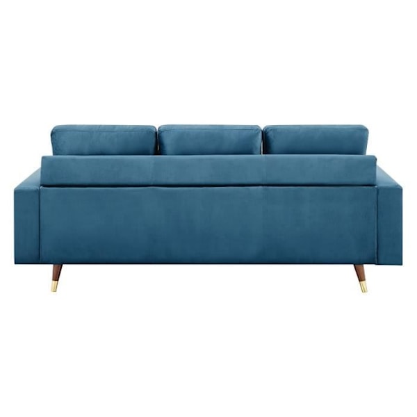 Vendbar fast hjørnesofa - 3 steder - Blåt stof - Træ- og guldben - L 194 x D 139 x H 83 - NEW YORK Blå