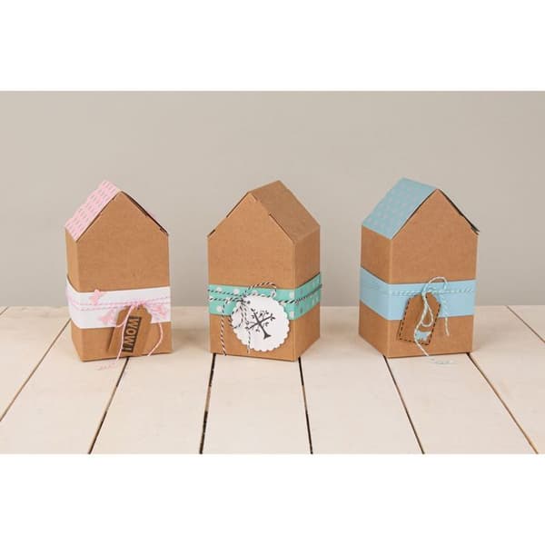 Kit boks til folding - Hus - Kraft - 14 x 7,5 x 7,5 cm brun