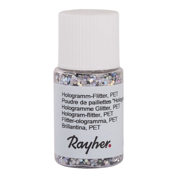 Glitrende hologrammet glitterpulver 2mm 10 ml