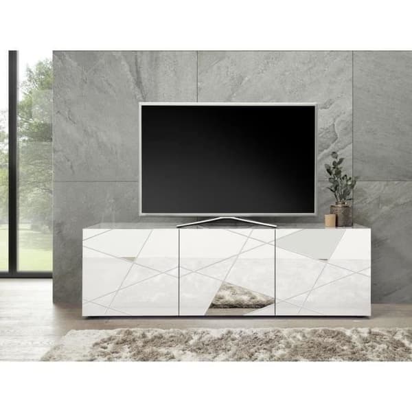 Vardagsrumsset: 3P Buffé 181 cm + TV-enhet 181 cm - Victory Blanklackerad vit