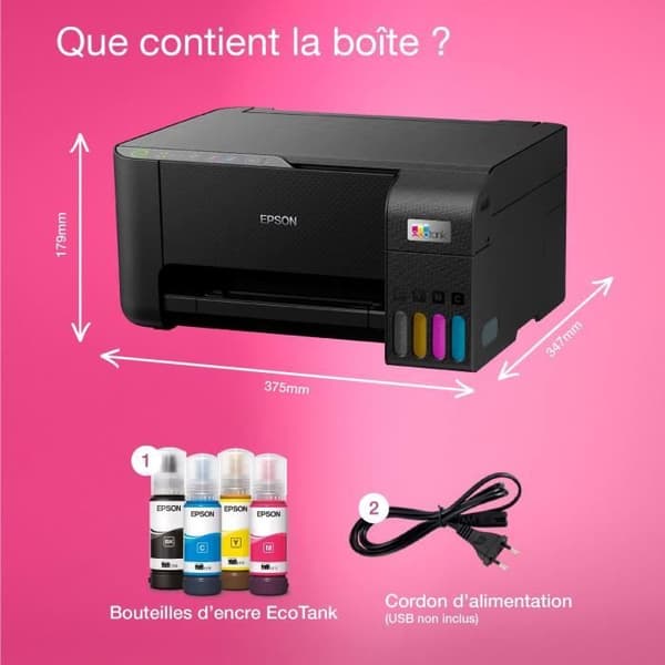A4 multifunktionsprinter - EPSON - Ecotank ET-2860 - Wi-Fi - Udstyret med blækbeholdere