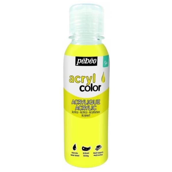 Acryldækfarve - Acrylcolor - Fluogul - 150 ml - Blank - Multi-overflader Fluorescerande gul