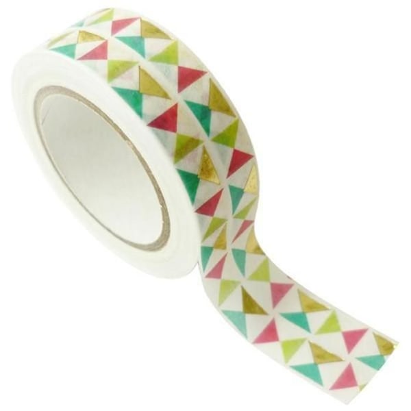 Kultaiset masking-teipit 1,5 cm x 10 m - Suuret moniväriset kolmiot gyllene