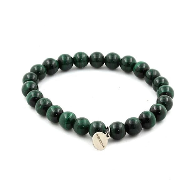 Sten og mineraler. 8 mm Congo Malachite perlearmbånd. Topkvalitet 7A. Fremstillet i Frankrig. Grön