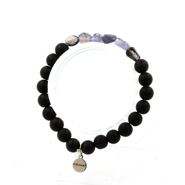 Armband - ABIJOUX - Cordierite Iolite från Madagaskar - Mattsvart onyx - 19-20 cm - Blandat Mörkblå