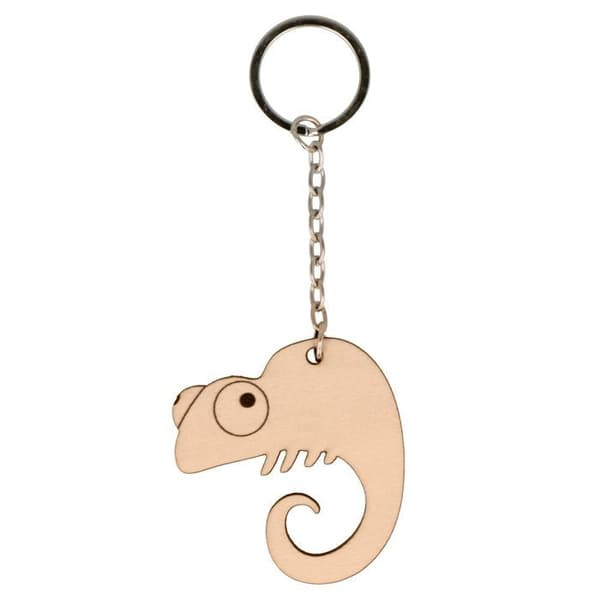 Puinen kameleontti avaimenperä Beige