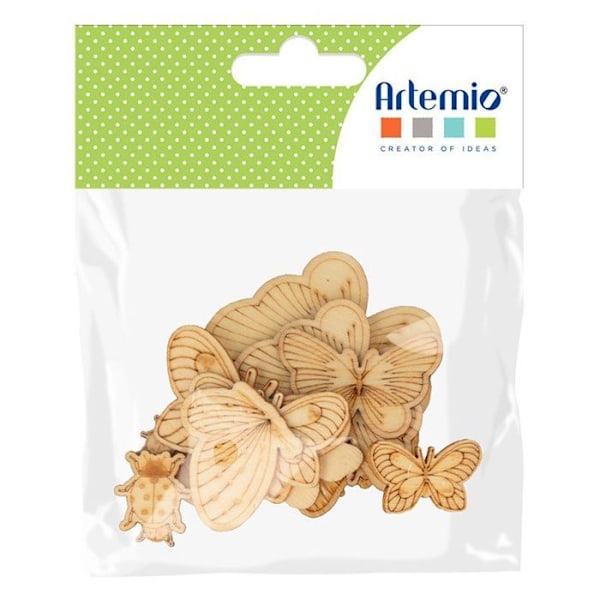 Træsilhuetter - Artemio - My Essential - 21 insekter - Farver blå, hvid, beige Blå, vit, beige