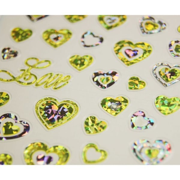 Hearts Stickers - Holografisk effekt - 1,8 cm Flerfärgad