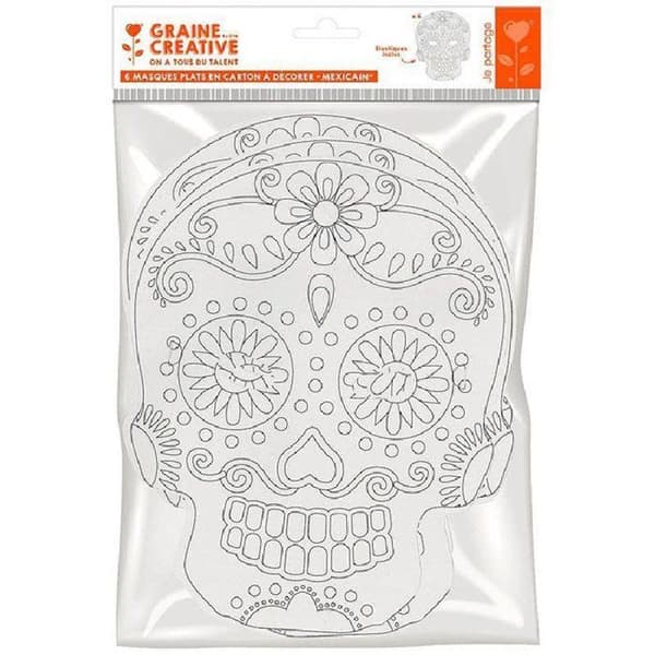 60 flade papmasker til farvelægning - Mexicansk calavera