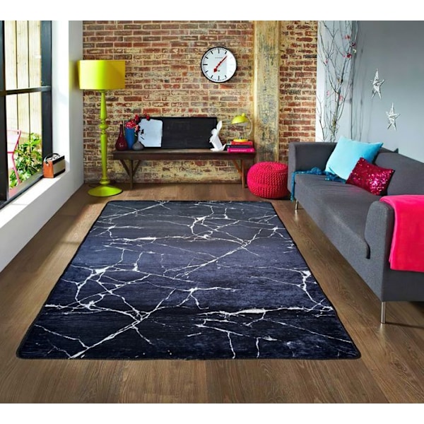 Tæppe - MANI TEXTILE - Sort marmoreret - 160x230 cm - Syntetisk - Moderne Svart