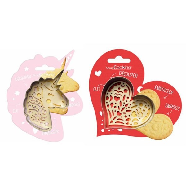 Kit för präglad kaka Unicorn + Heart Grå