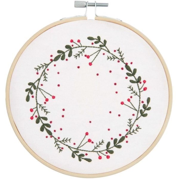 Julekrans broderisæt Ø 15 cm röd grön