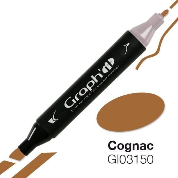 Alkoholmarkör - Graph'it - Cognac 3150 - Dubbel fin och bred spets - Ergonomisk design - Opak Cognac