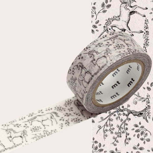 Masking Tape MT EX enhörning 1,8cm x 7m Svartvitt