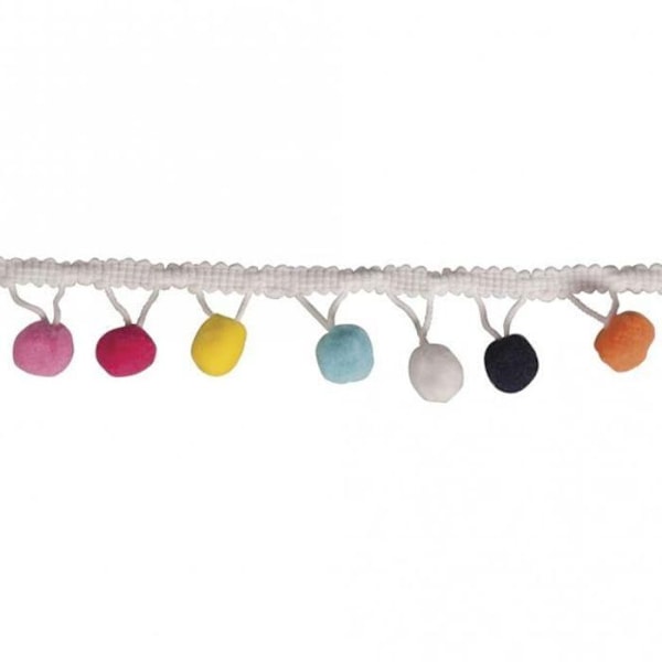 2 ränder av färgade pompoms 2 m x 3 cm Flerfärgad