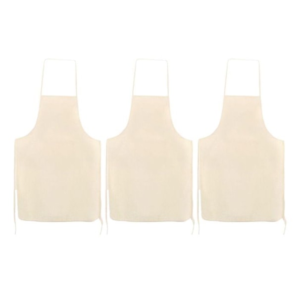 3 voksenforklæder i råhvid bomuld 90 x 60 cm Beige