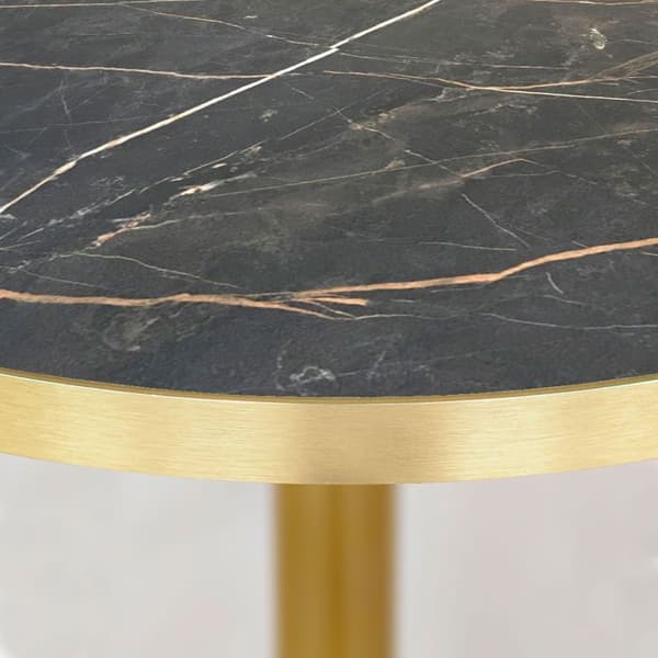 Rundt bord Ø 70 cm Rom bistro marmor eld Svart