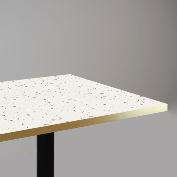 Runt bord Ø 70 cm - Runt terrazzo cassata modell med mässingskanter Vit