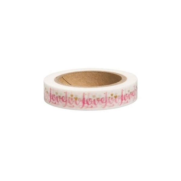 Washi Tape Kærlighed på hvid baggrund - 15 m x 1 cm Rosa