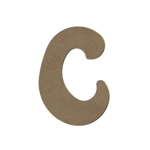 Stort bogstav C i MDF træ til dekoration - 8 cm brun