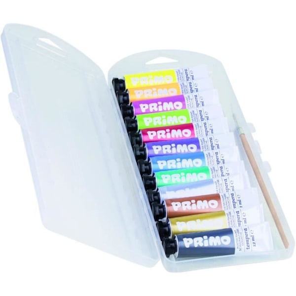 PRIMO 450T12FMP 12 ml rør med speciel gouache: 4 fluorescerende farver og 8 metalliske farver.