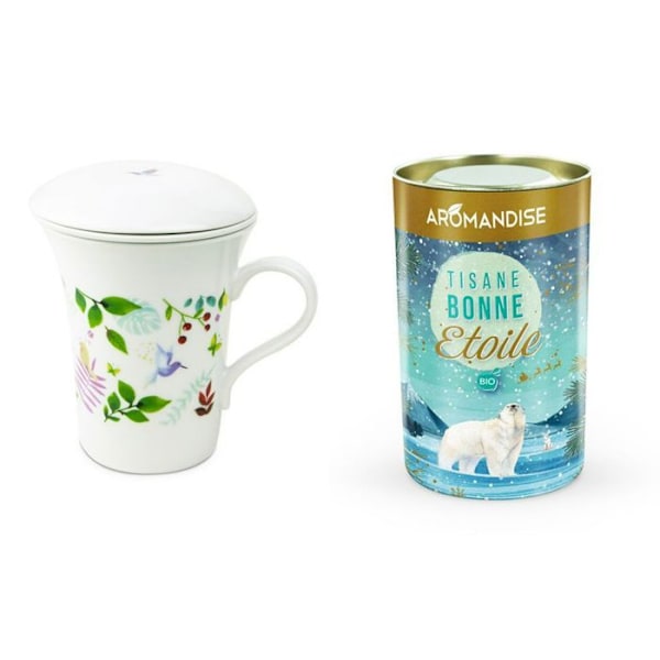 Posliinikukkateepannu 250 ml + Bonne Etoile yrttitee Vit