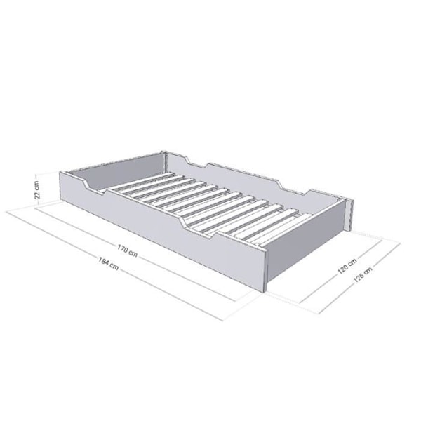 Sengeskuffe 120 x 190 med BUDDY sengebund - lysegrå Grå