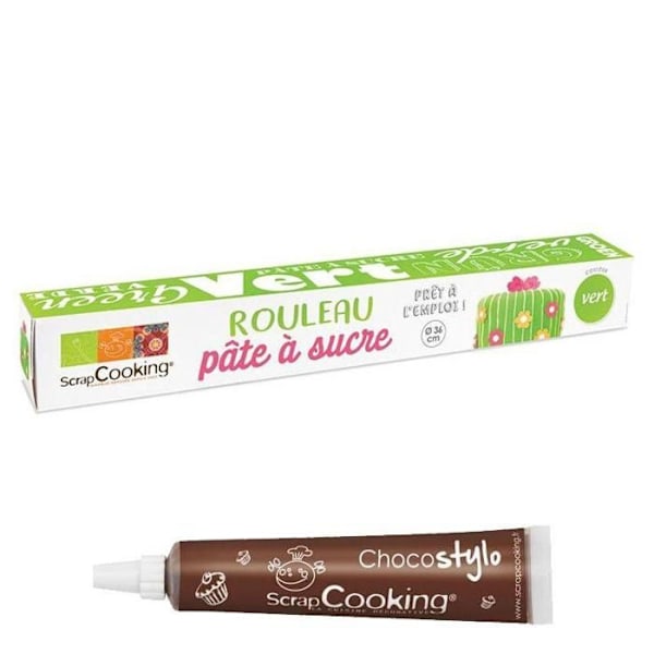 Sockerpasta - Ej specificerat - Ø 36 cm - Grön färg - Klar att använda - Chokladpenna ingår Grön