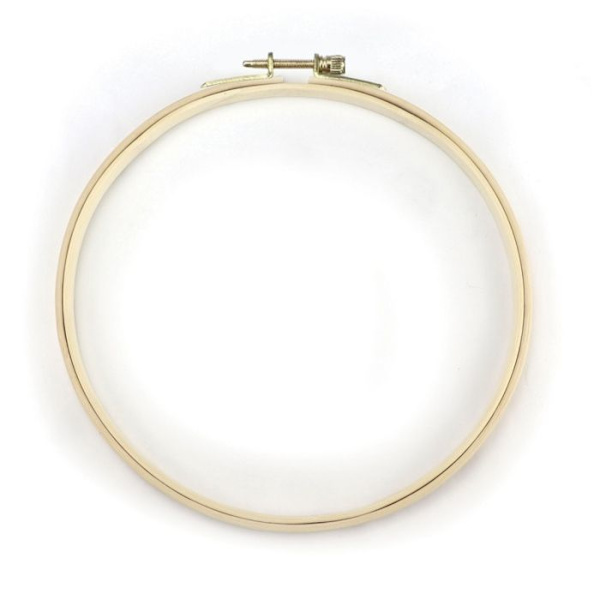 Träbroderibåge ø 18 cm beige