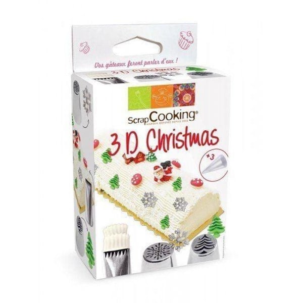 Konditordysesæt - SCRAPCOOKING - 3D Christmas - 4 stk - Rustfrit stål - Julepynt