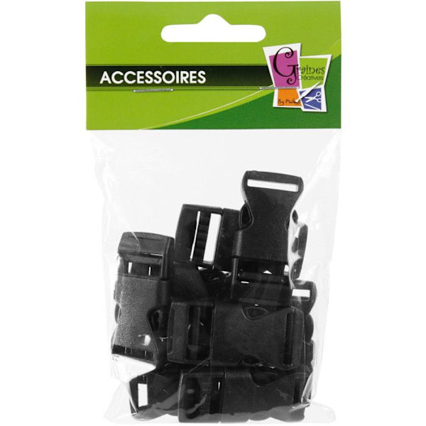 Plastclipsar (ideal för Créacord) 4x2cm Svart x10 Svart