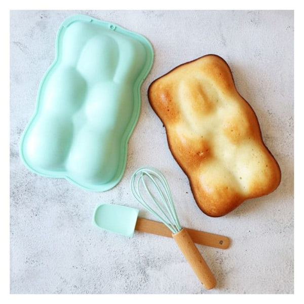 Coffret pâtisserie - SCRAPCOOKING - Ourson - 4 stk - Silikone - Inox - Vandgrøn vatten grönt