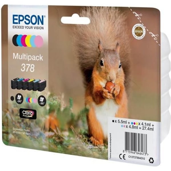 EPSON Multipack 378 blækpatron - Egern - Sort, Gul, Cyan, Magenta, Lys Magenta, Lys Cyan