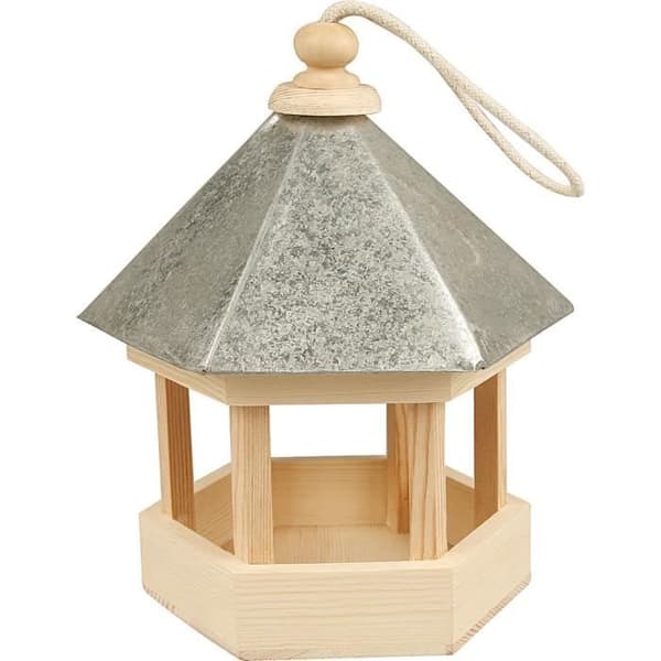 Fuglemadskasse - Traditionel - Hexagonal - Zinktag -ophængningssystem - Udendørs