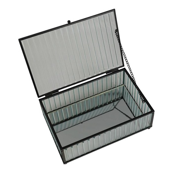 Rektangulär svart låda med glas och metalllock 20 x 13 x 7 cm Transparent