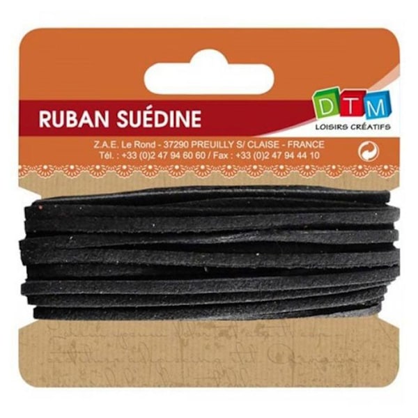 Suede bånd 5 m - Sort Svart
