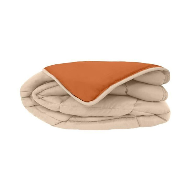 CALGARY Varm mikrofiberdyne 400g/m² Småsten & Ingefær 220x240cm Pebble Grey och Ginger Brown