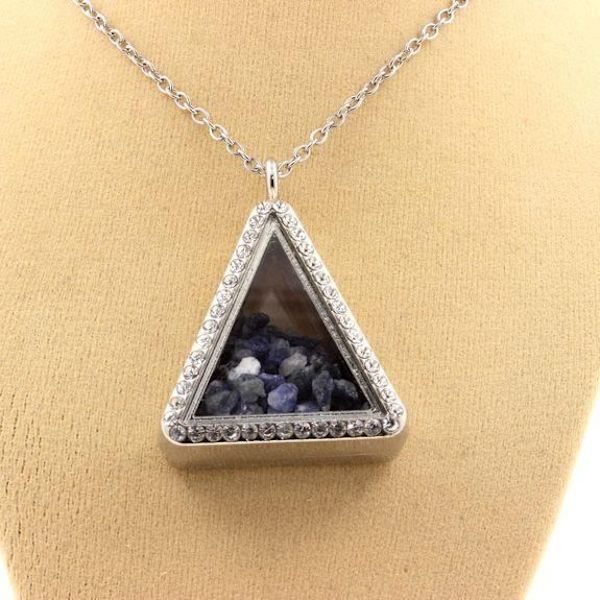 Collier - ABIJOUX - Benitoit rå - Rustfrit stål - Trekant - Unisex Blå