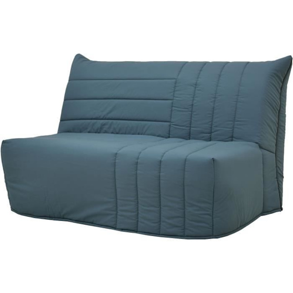 BZ 2-personers bænk BECCI - Preussisk blåt stof - Bultex madras - L142 x P101 x H95cm - Fremstillet i Frankrig Preussisk blå
