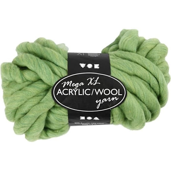 Mega XL Garnkugle - Creotime - 300 gr - 90% akryl - 10% uld - Citron Grøn Limegrön