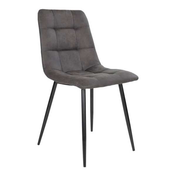 2 grå matstolar i mikrofiber med svarta ben Grå