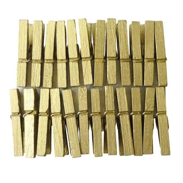 24 mini gyldne tøjklemmer gyllene