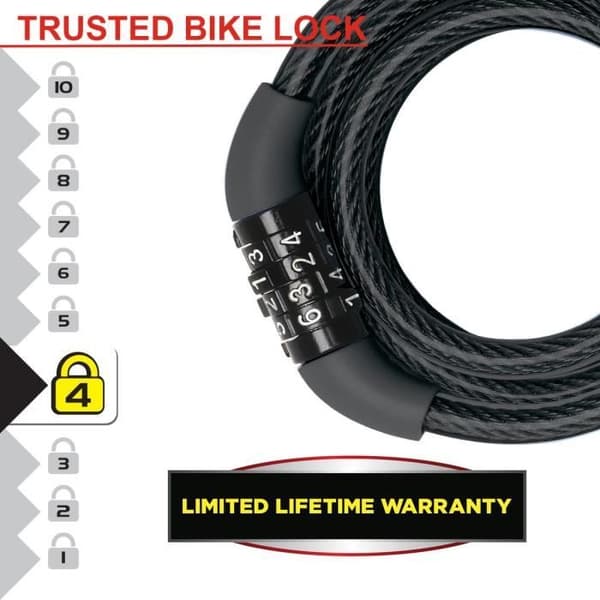 MASTER LOCK Cykellås Kabel - 1,2 m kabel Svart