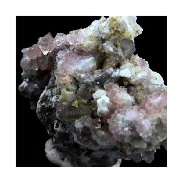 Sten og mineraler. Pink fluorit + røgkvarts. 127,0 ct. Mont Blanc-massivet, Frankrig. Rosa