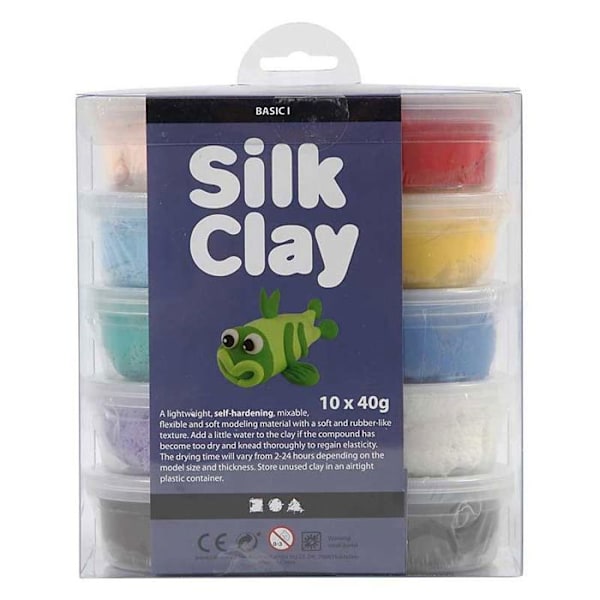 Kreativ leksak - SILK CLAY - Set med 10 modelllera - Mjuk och lätt - Diverse färger Blandade färger