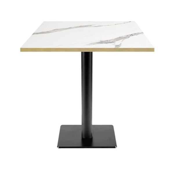 Bord 70 x 70 cm - MilanT model hvid marmor med messingkanter Vit