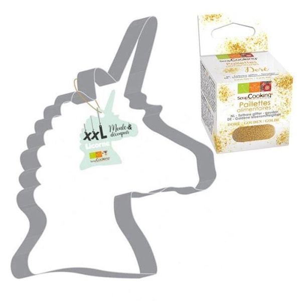 Rostfritt stål konditorivaror XXL Unicorn + gyllene glitter