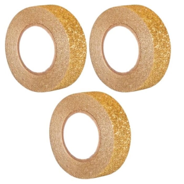 3 st glitterband 5 m x 1,5 cm - guld gyllene