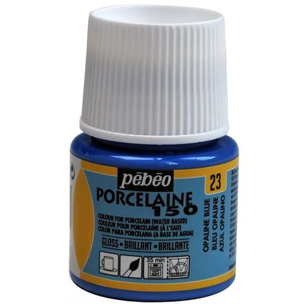 Porslinsfärg - Pébéo - 150 Glans - Opalinblå N°23 - 45ml flaska - Strålande färger Blå